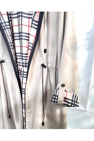 Ecmel İçi Ekose Desenli Tam Boy Trenç - Bej Ecmel İçi Ekose Desenli Tam Boy Trenç - Bej