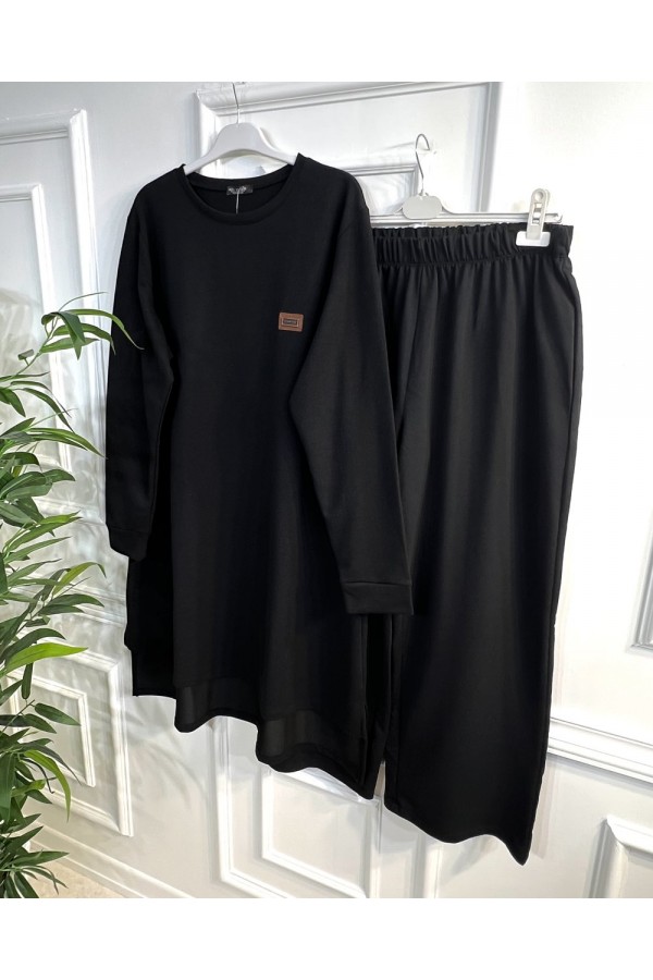 Yeşim İki İplik Arkası Uzun Penye Takım - Siyah Yeşim İki İplik Arkası Uzun Penye Takım - Siyah