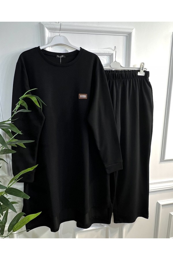 Yeşim İki İplik Arkası Uzun Penye Takım - Siyah Yeşim İki İplik Arkası Uzun Penye Takım - Siyah