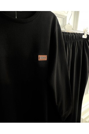 Yeşim İki İplik Arkası Uzun Penye Takım - Siyah Yeşim İki İplik Arkası Uzun Penye Takım - Siyah