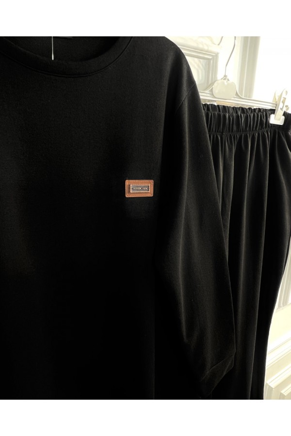 Yeşim İki İplik Arkası Uzun Penye Takım - Siyah Yeşim İki İplik Arkası Uzun Penye Takım - Siyah