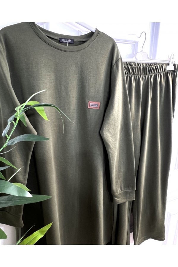 Yeşim İki İplik Arkası Uzun Penye Takım - Haki Yeşim İki İplik Arkası Uzun Penye Takım - Haki