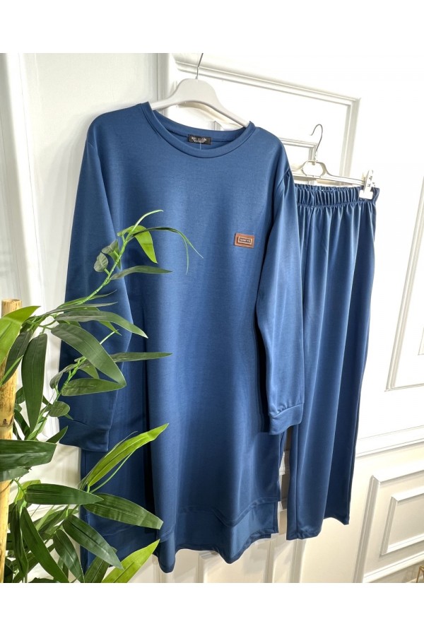 Yeşim İki İplik Arkası Uzun Penye Takım - İndigo Yeşim İki İplik Arkası Uzun Penye Takım - İndigo