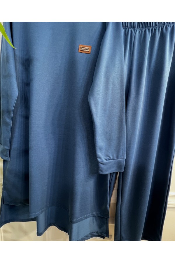 Yeşim İki İplik Arkası Uzun Penye Takım - İndigo Yeşim İki İplik Arkası Uzun Penye Takım - İndigo