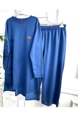 Yeşim İki İplik Arkası Uzun Penye Takım - İndigo Yeşim İki İplik Arkası Uzun Penye Takım - İndigo