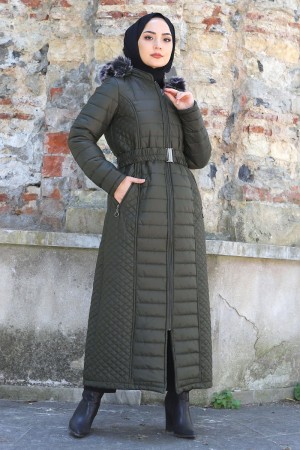 Ilgaz Kapşonlu Kapitone Kaban - Haki Ilgaz Kapşonlu Kapitone Kaban - Haki