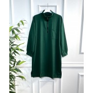 Asya Fermuar Detaylı İki İplik Penye Tunik - Zümrüt Asya Fermuar Detaylı İki İplik Penye Tunik - Zümrüt