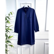 Asya Fermuar Detaylı İki İplik Penye Tunik - Lacivert Asya Fermuar Detaylı İki İplik Penye Tunik - Lacivert