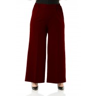 Mayra Yan Cepli Dabıl Krep Bol Paça Pantolon - Bordo Mayra Yan Cepli Dabıl Krep Bol Paça Pantolon - Bordo