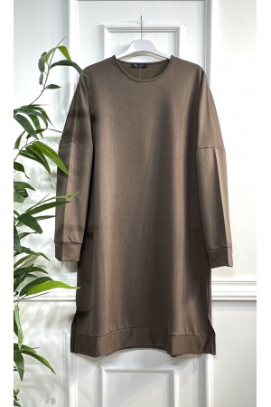 Mehtap Büyük Beden İki İplik Tunik - Camel