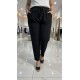Cazibe İthal Dabıl Beli Lastikli Dar Paça Pantolon-Siyah 