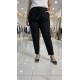 Cazibe İthal Dabıl Beli Lastikli Dar Paça Pantolon-Siyah 