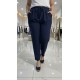 Cazibe İthal Dabıl Beli Lastikli Dar Paça Pantolon-Lacivert