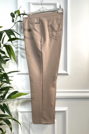 Harika Boru Paça Dört Cepli İthal Dabıl Pantolon - Taş