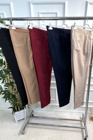 Harika Boru Paça Dört Cepli İthal Dabıl Pantolon - Taş