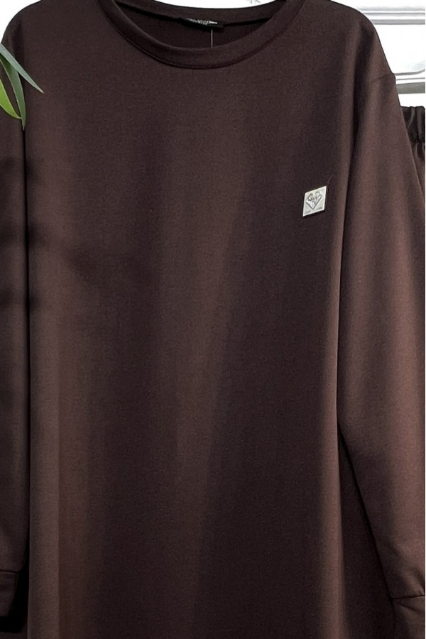 Yeşim İki İplik Arkası Uzun Penye Takım - Kahverengi Yeşim İki İplik Arkası Uzun Penye Takım - Kahverengi