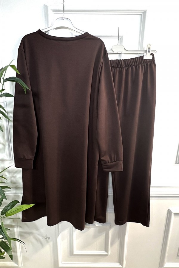 Yeşim İki İplik Arkası Uzun Penye Takım - Kahverengi Yeşim İki İplik Arkası Uzun Penye Takım - Kahverengi