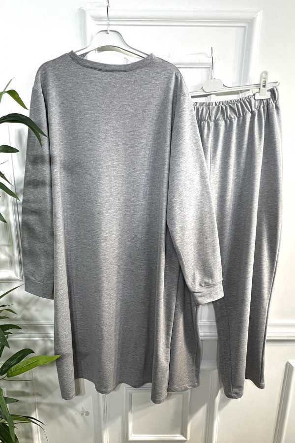 Yeşim İki İplik Arkası Uzun Penye Takım - Gri Yeşim İki İplik Arkası Uzun Penye Takım - Gri