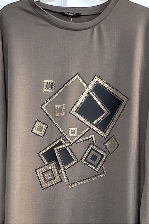 Yasmin Deri Detaylı Kare Taşlı İki İplik Penye İkili Takım - Vizon Yasmin Deri Detaylı Kare Taşlı İki İplik Penye İkili Takım - Vizon