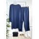 Helen Düğme Detaylı İki İplik Penye Takım - İndigo Helen Düğme Detaylı İki İplik Penye Takım - İndigo
