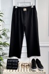 Asrın Armalı Full Esnek Beli Lastikli Bol Paça Pantolon-Siyah 