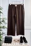 Asrın Armalı Full Esnek Beli Lastikli Bol Paça Pantolon-Kahverengi