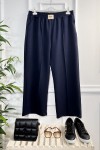 Asrın Armalı Full Esnek Beli Lastikli Bol Paça Pantolon-Lacivert