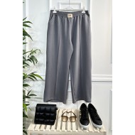 Asrın Armalı Full Esnek Beli Lastikli Bol Paça Pantolon-Gri Asrın Armalı Full Esnek Beli Lastikli Bol Paça Pantolon-Gri