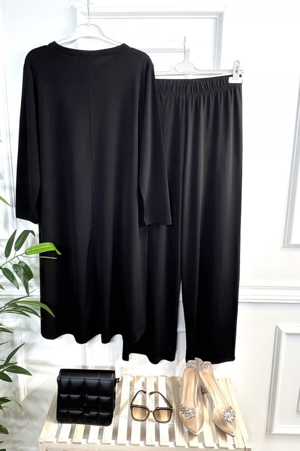 Cezire Taş Detaylı Full Esnek Sandy İkili Takım - Siyah Cezire Taş Detaylı Full Esnek Sandy İkili Takım - Siyah