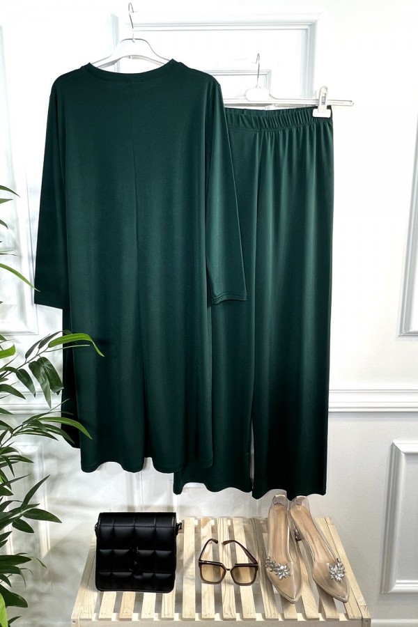 Cezire Taş Detaylı Full Esnek Sandy İkili Takım - Zümrüt