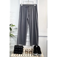 Feray Bağcıklı Full Esnek Fitilli Penye Pantolon - Gri