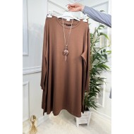 Defne Full Esnek Likralı İkili Takım-Kolye Hediyeli-Açık Kahve