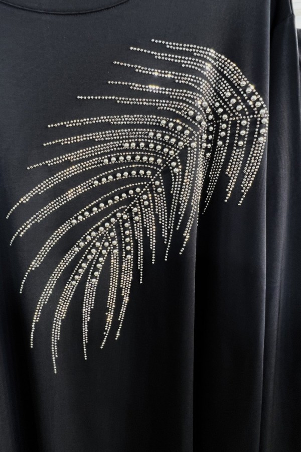 Firuze Full Esnek Likralı Taş ve İncili İkili Takım-Siyah Firuze Full Esnek Likralı Taş ve İncili İkili Takım-Siyah