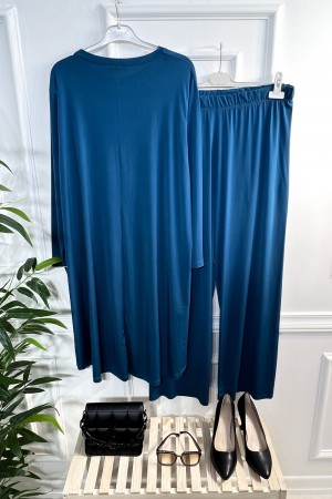 Firuze Full Esnek Likralı Taş ve İncili İkili Takım-Petrol