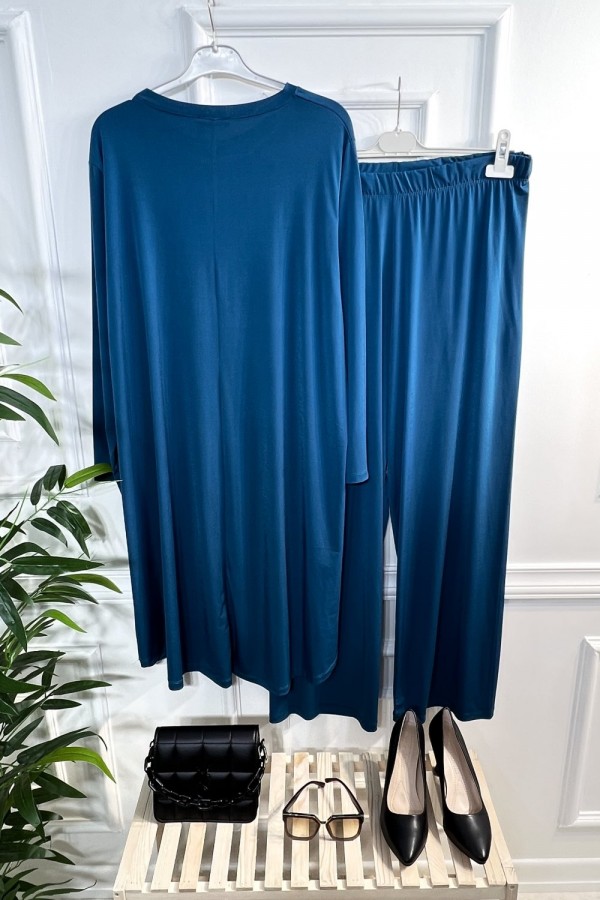 Firuze Full Esnek Likralı Taş ve İncili İkili Takım-Petrol