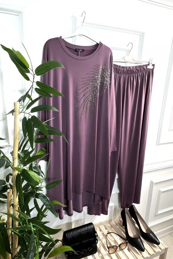 Firuze Full Esnek Likralı Taş ve İncili İkili Takım-Gül 