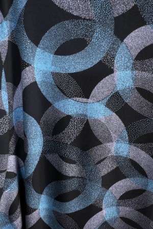 Şahane Pamuk Viskon Uzun Elbise - Siyah Mavi Halka