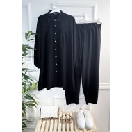 Majeste Önü Pileli Ayrobin İkili Takım- Siyah Majeste Önü Pileli Ayrobin İkili Takım- Siyah