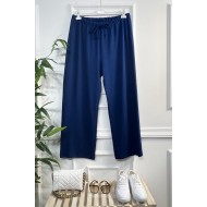 Feray Bağcıklı Full Esnek Fitilli Penye Pantolon - İndigo Feray Bağcıklı Full Esnek Fitilli Penye Pantolon - İndigo