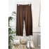 Feray Bağcıklı Full Esnek Fitilli Penye Pantolon - Açık Kahve
