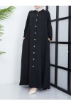 Nilperi Düğmeli  Ayrobin  Ferace - Siyah