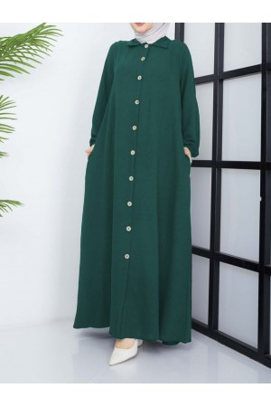 Nilperi Düğmeli  Ayrobin  Ferace - Zümrüt