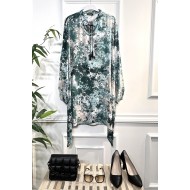 Ahenk Bağcıklı Pamuk Viskon Tunik - Yeşil Batik Ahenk Bağcıklı Pamuk Viskon Tunik - Yeşil Batik