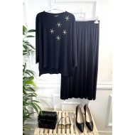 İncim Taş ve İncili Sandy Etekli Takım - Lacivert