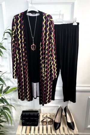 Kumru Pamuk Penye Viskon Üçlü Takım-Bordo Sarı Zincir Kumru Pamuk Penye Viskon Üçlü Takım-Bordo Sarı Zincir