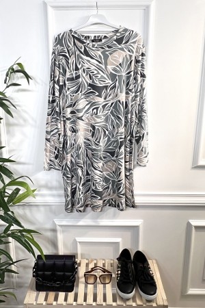 Nilay Full Likralı Penye Viskon Tunik-KOLYE HEDİYELİ - Yeşil Bej Zeytin