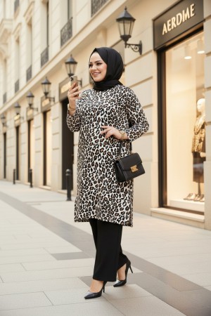 Sibel Leoparlı Full Likralı İkili Takım-KOLYE HEDİYELİ-Siyah Sibel Leoparlı Full Likralı İkili Takım-KOLYE HEDİYELİ-Siyah
