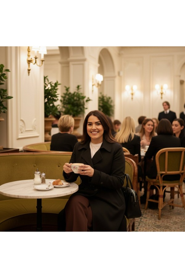 Ela Su Geçirmez Çift Düğmeli Yakalı Astarlı Trenç-Siyah Ela Su Geçirmez Çift Düğmeli Yakalı Astarlı Trenç-Siyah