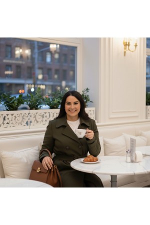 Ela Su Geçirmez Çift Düğmeli Yakalı Astarlı Trenç-Haki Ela Su Geçirmez Çift Düğmeli Yakalı Astarlı Trenç-Haki