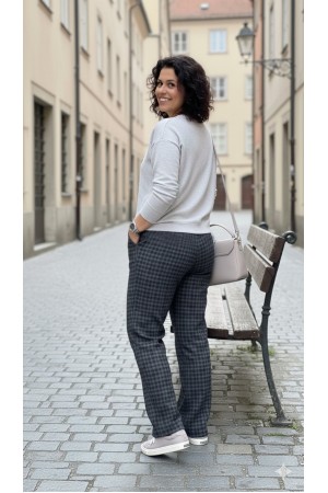 Dilan Bol Paça Beli Lastikli Yumuşak Kaşe Pantolon-Siyah Tetris